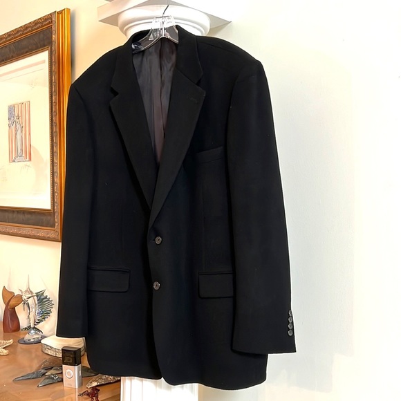 Black Camel Hair Sports Coat Blazer 46L - Closet Staple - Excellent Condition - Picture 3 of 10